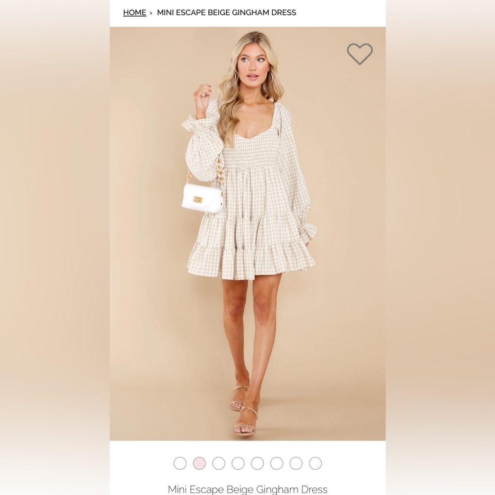 MINI ESCAPE BEIGE GINGHAM DRESS